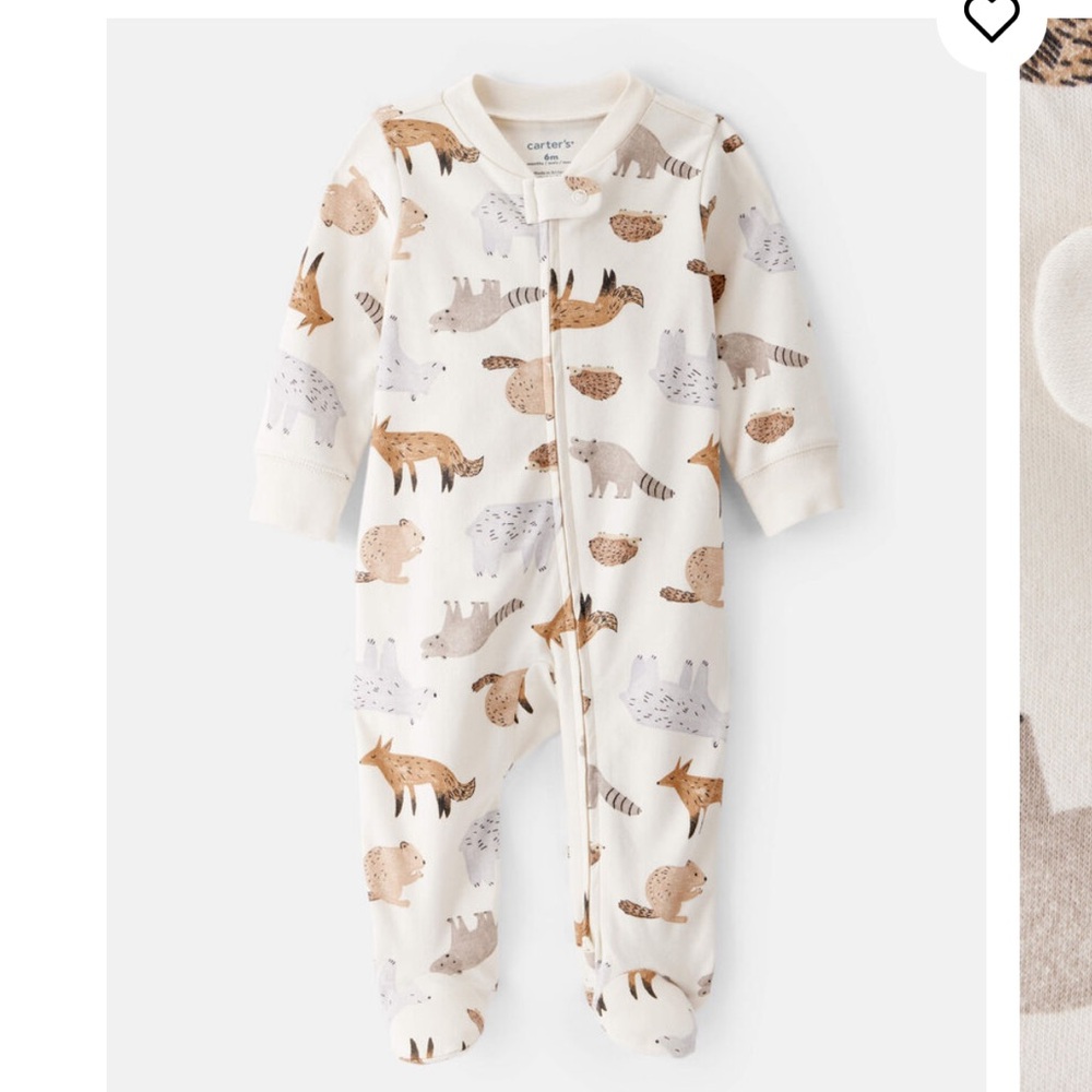 Carter's Cream Fox and Animal Print Two Footies